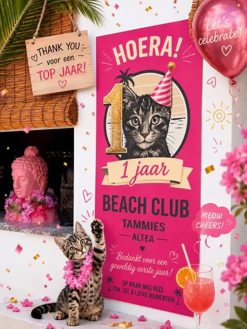 Eén jaar Beach Club Tammies, met de kat Tammie